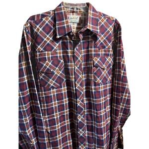 Bellcraft Vintage Men’s L Red Plaid Long Sleeve Pearl Snap Western Shirt Travel